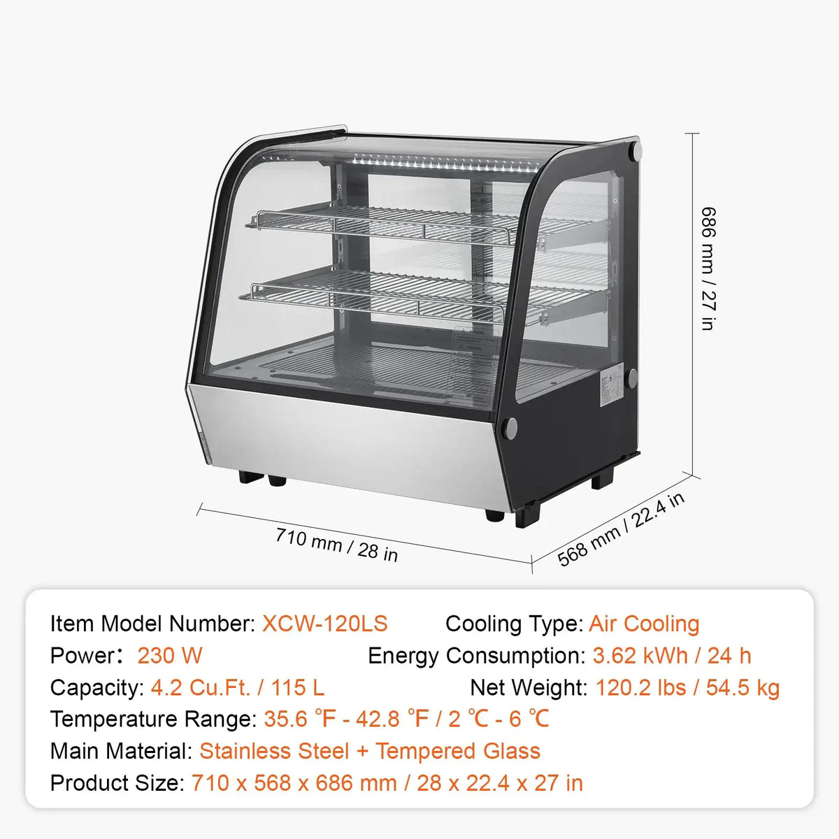 SucceBuy cft Refrigerated Display Case Large Commercial Pastry — product view 8