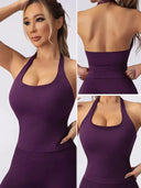 Workout Halter Backless Camisole Set Padded Yoga