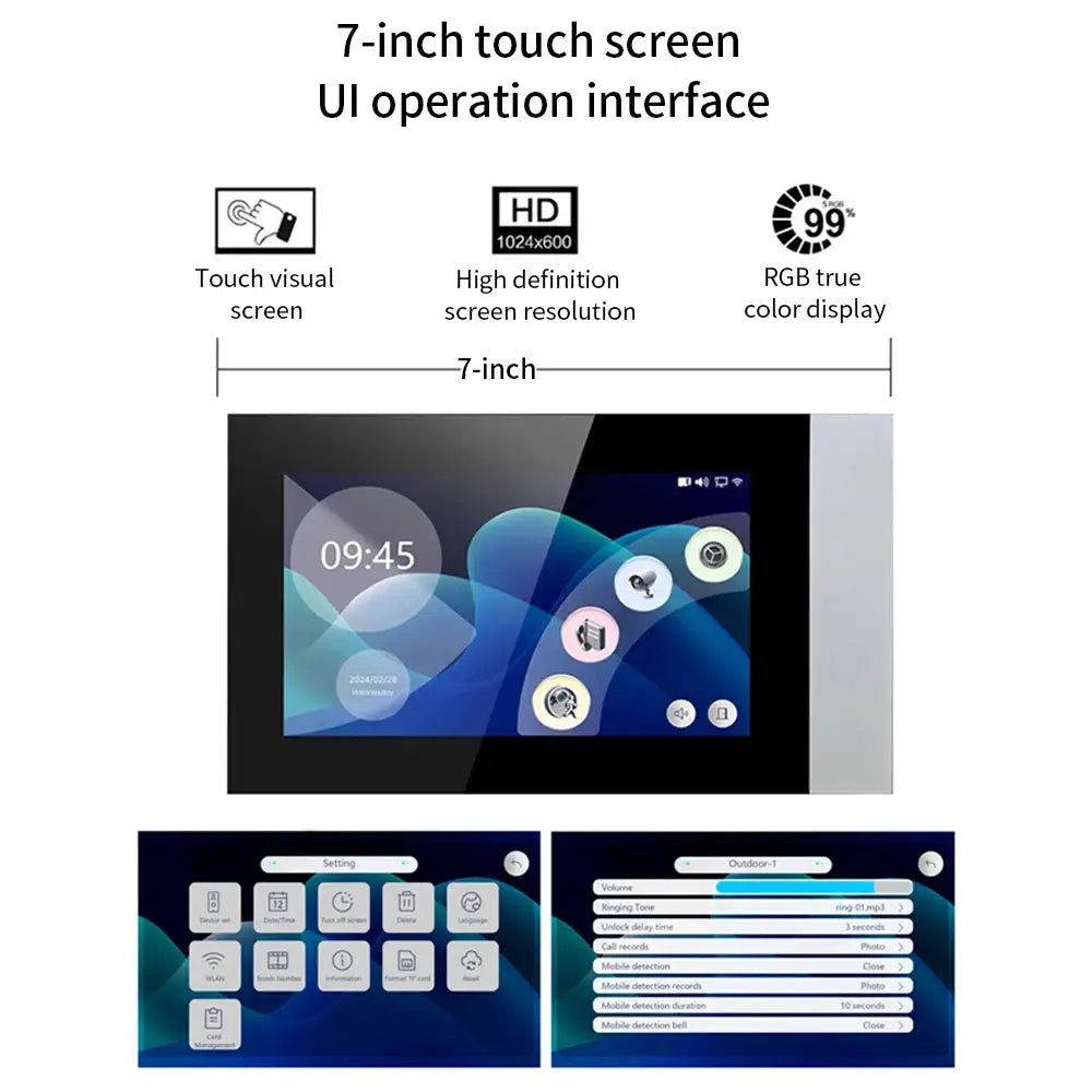 Wifi 1080P Video Intercom Video Doorbell Color Touch Screen Camera Access Control Security IP Villa RFID Support Tuya App
