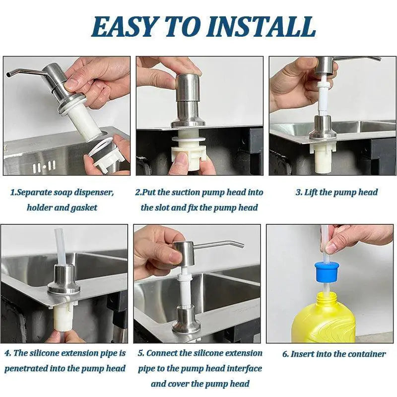 Stainless Steel Soap Pump Kit Premium for Kitchen Use