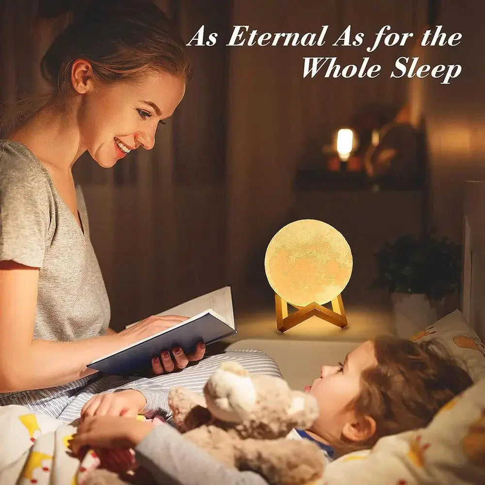 Rechargeable 3D Moon Night Light LED Touch Lamp Decor