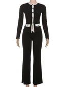Long Sleeve Button Outfit Set