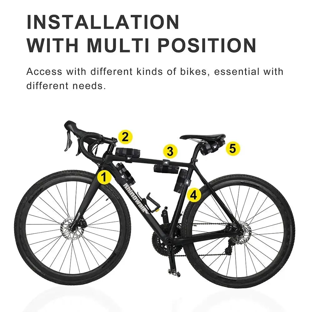 Rhinowalk Bicycle Tool Bag Front Top Tube Frame Bag Saddle Bag Burrito Pack Pouch Cycling Black MTB Road Bike Rear Accessories