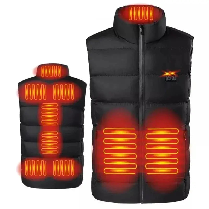 Nine Areas Heated Vest Jacket USB Men Winter Hunting Jacket