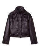Standcollar Short Motorcycle Leather Jacket