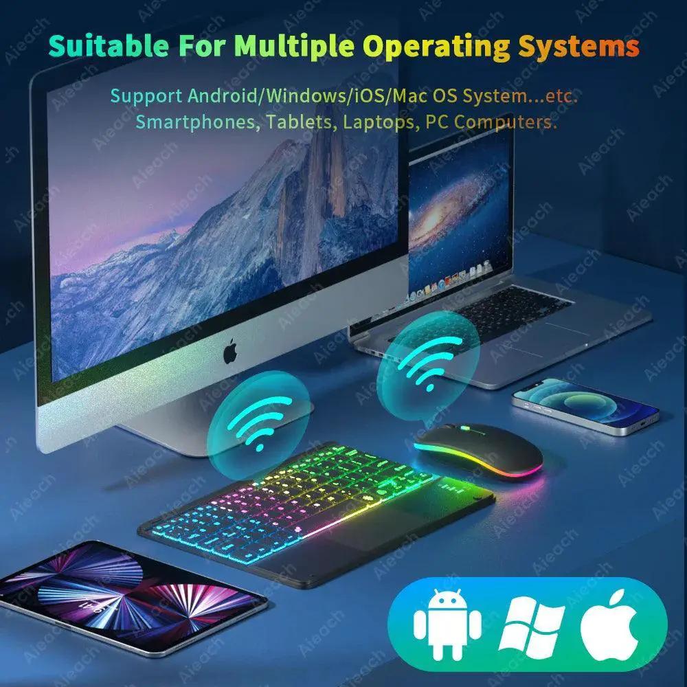 RGB Backlit Bluetooth Touchpad Keyboard for Pad 7 Colors