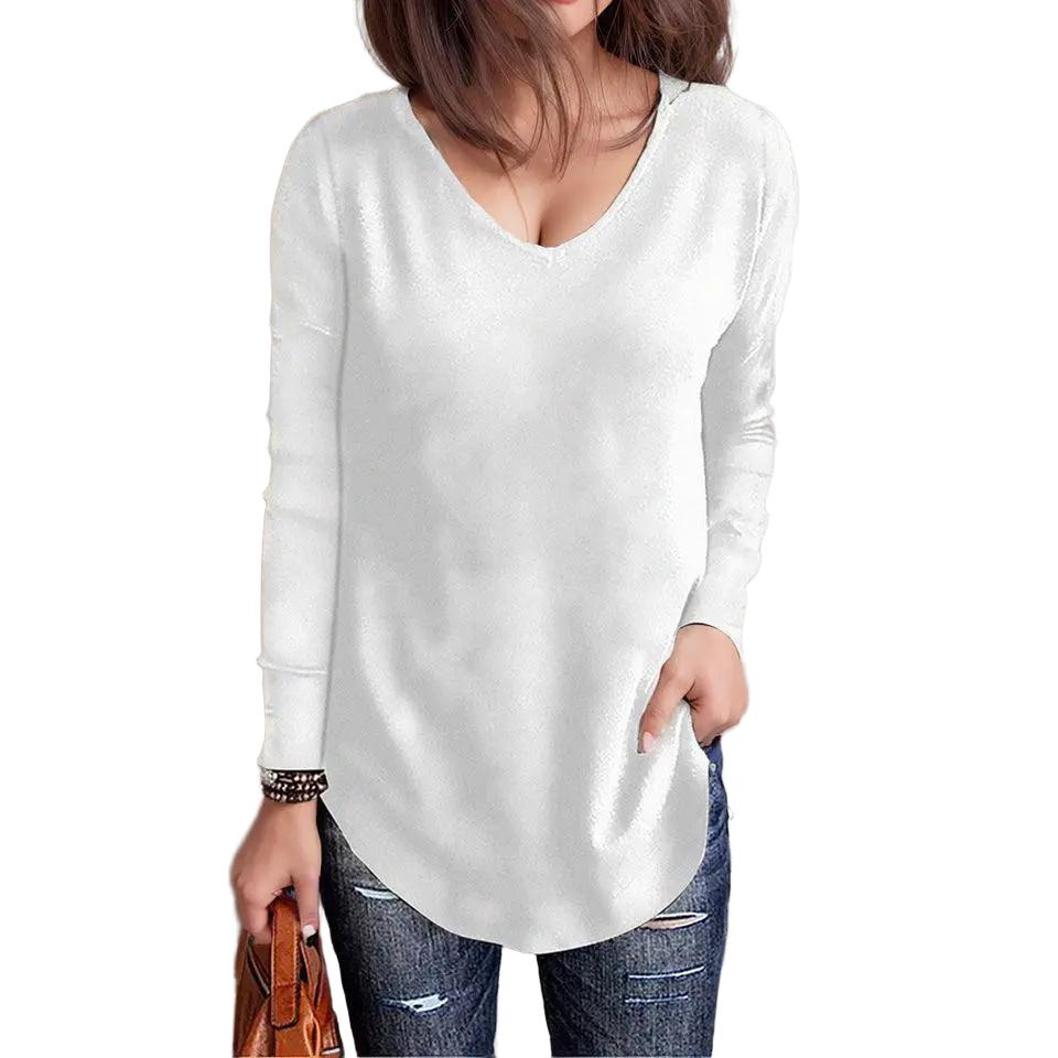 Soft Long Sleeve Pullover for Women — White