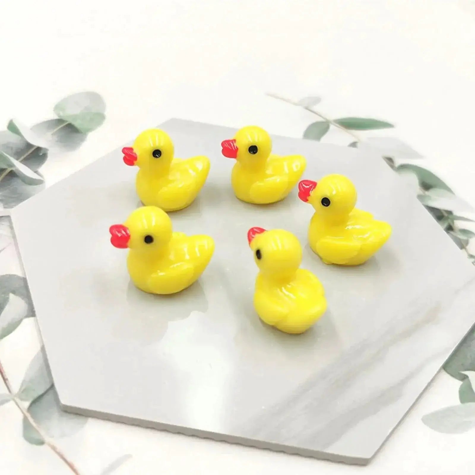 Yellow Duck Miniature Resin Ornaments for Crafts and Gardens