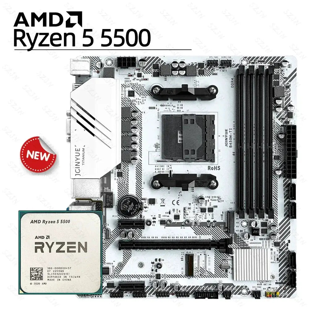 JGINYUE B450M Motherboard AMD Ryzen 5 5500 DDR4 64GB RAM