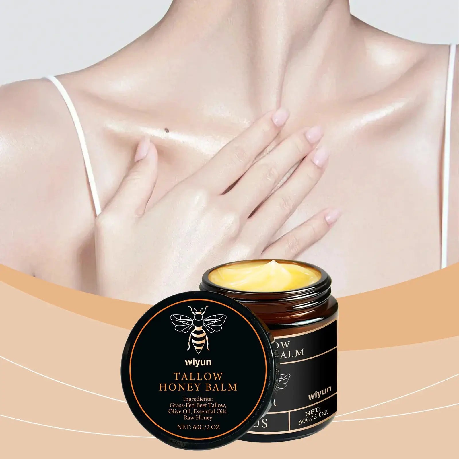 Tallow Honey Balm Glowing Hydrating Skin Enhacne Elasticity Improve Dullness Fade Fine Lines Firming Face Body Moisturize Cream