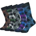 Stylish Black Argyle Crew Socks for Men Fun Comfortable 5-Pack