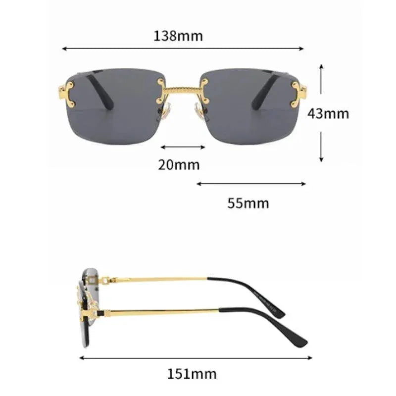 Unisex UV400 Rimless Square Sunglasses for Men and Women