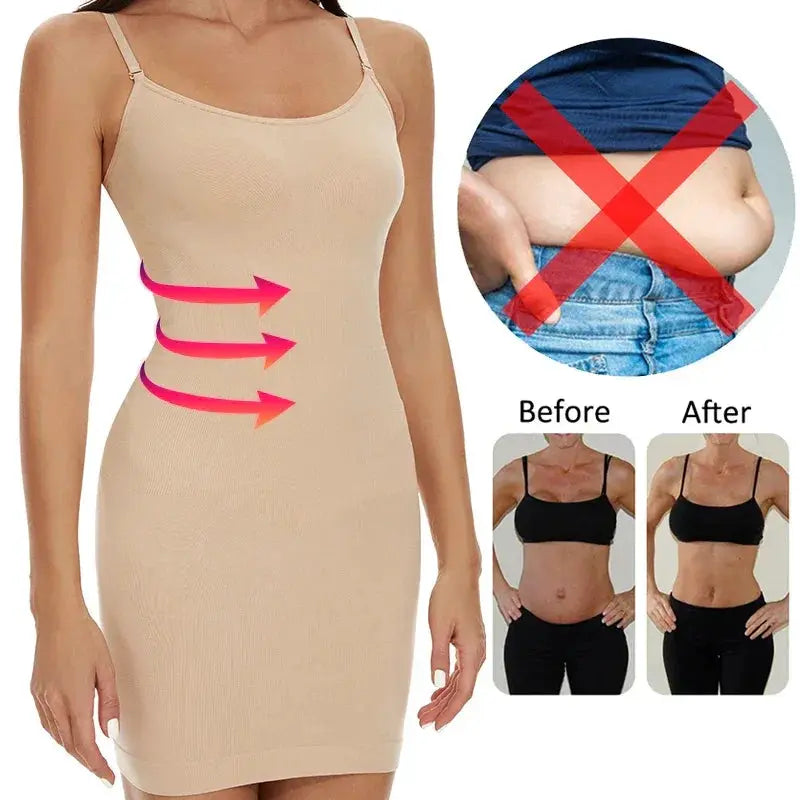 Seamless Womens Tummy Control Full Slip Body Shaper Dress