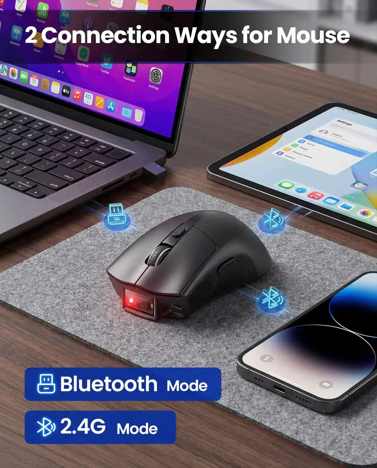 Eyoyo 2-in-1 Wireless Barcode Scanner & Mouse Combo Fast Scanning 1D 2D Bar Codes Bluetooth Office Mouse with Power Indicator, QR Code Reader with 1200mAh Battery