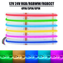 RGB COB LED Strip 12V 24V 840 LEDs Dotless High Bright Mood Lighting Ribbon