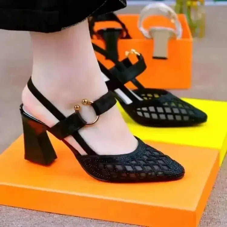 Women's Summer Baotou High Heel Hollow Sandals Size 35 40