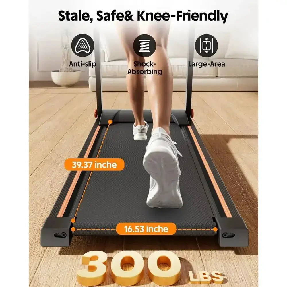 300lb Capacity 5% Incline Walking Pad Treadmill with Quiet 3.0 HP Motor and Dual Cushion System