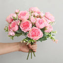 Rose Pink Silk Peony Wedding Bouquet - Artificial Decoration