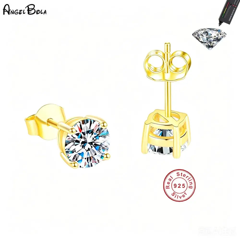 Moissanite Stud Earrings in Sterling Silver Angel — product view 1