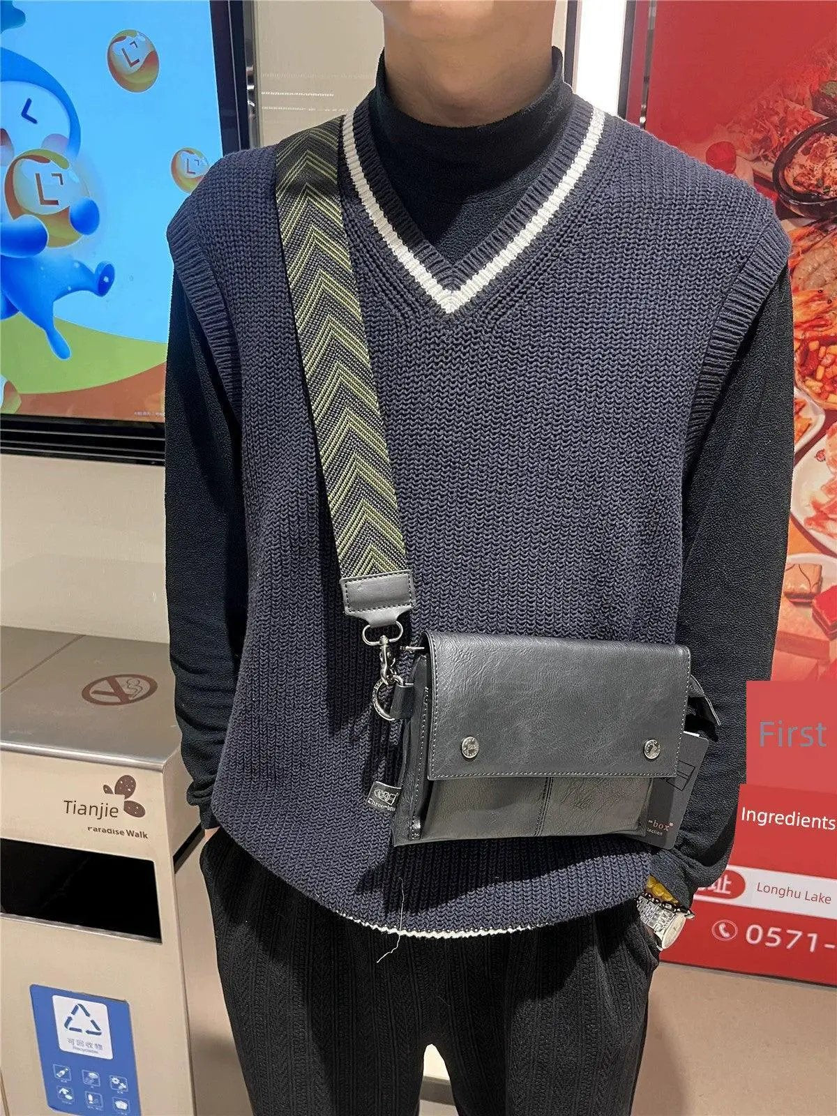 2024 Ribbon Messenger Bag Youth Street Style Stripes