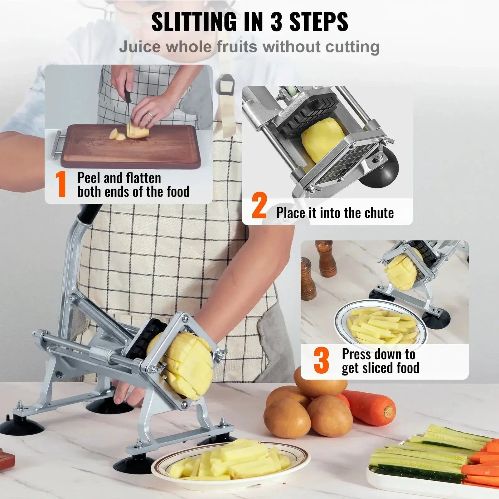 VEVOR French Fry Cutter Potato Slicer With Stainless Blades