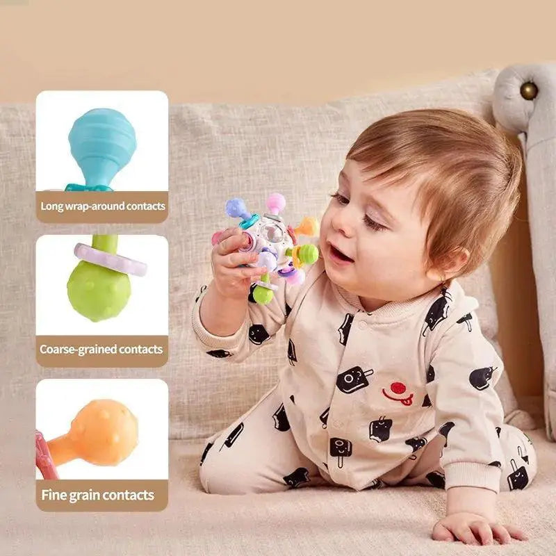 Rotating Rattle Ball Silicone Teether Baby Development Toy