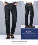 Winter Men Black Blue Straight Stretch Denim Pants Sale