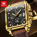 Olevs Square Leather Watch For Men