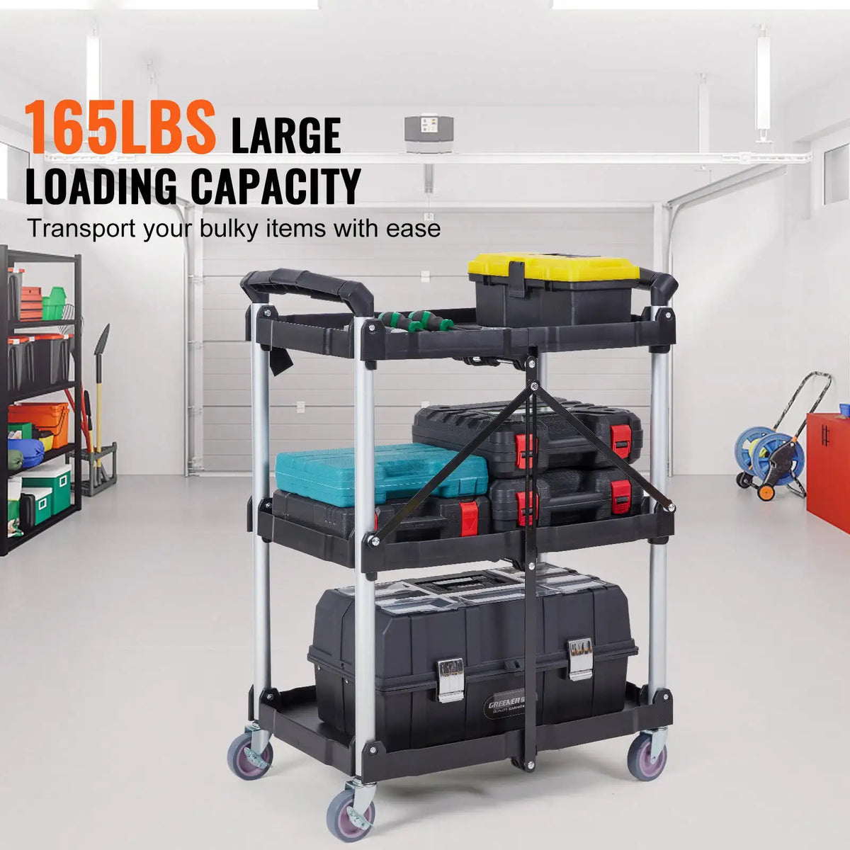 Tier Folding Rolling Utility Cart — product image 2
