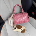 Vintage Card Slot Boston Y2K Handbag For Women Leather Bag