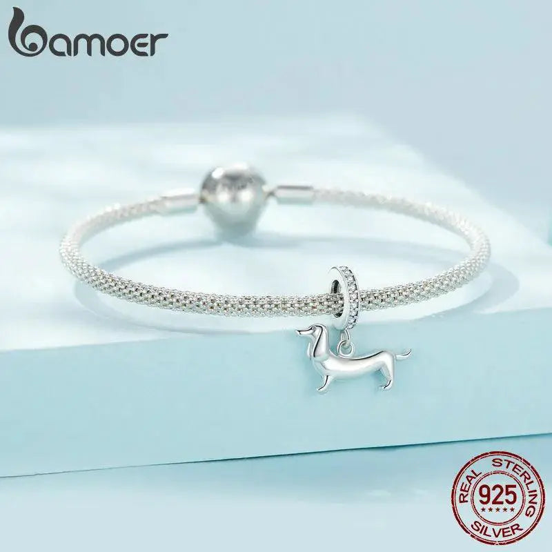 Sterling Silver Poodle Dachshund Dog Charm Bracelet