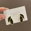 Korean Arrival Grey Leaf Stud Earrings for Women Jewelry
