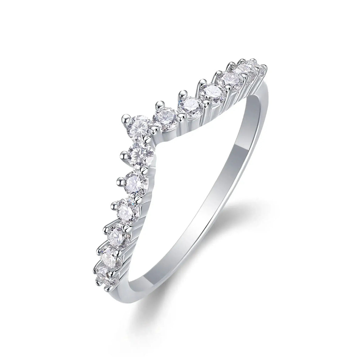 V Shape Crown Moissanite Stackable Ring — product image 5