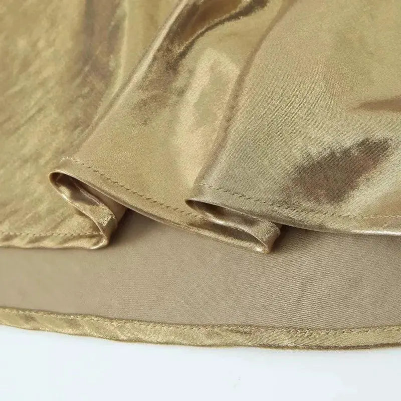 Glamorous Gold and Silver Backless Slip Dress for Women