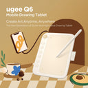 Ugee Q6 Graphic Tablet Drawing Tablet for Kids Android PC Mac