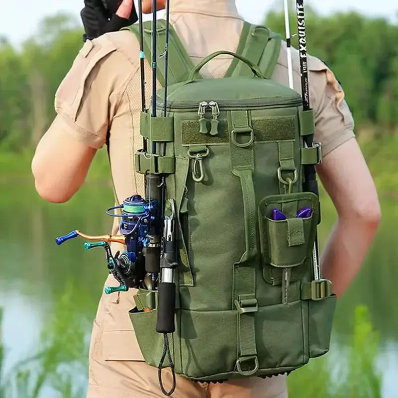 Multifunctional Fishing Backpack Tackle Bag With Rod Holders