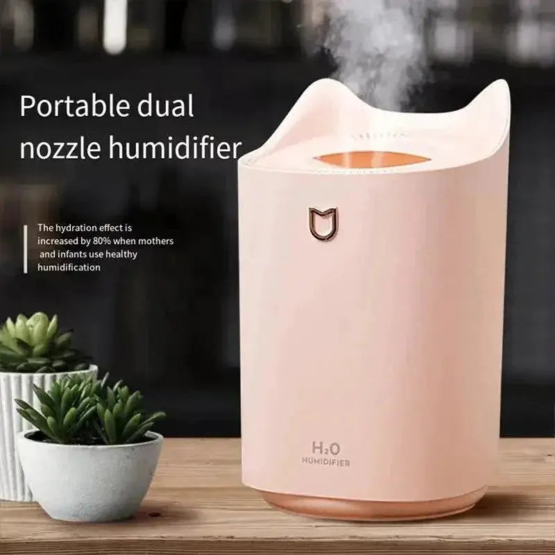 Whisper Quiet Dual Nozzle USB Humidifier Portable Comfort