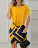 Geometric Print Ruffle Hem Mini Dress Chic Summer Style