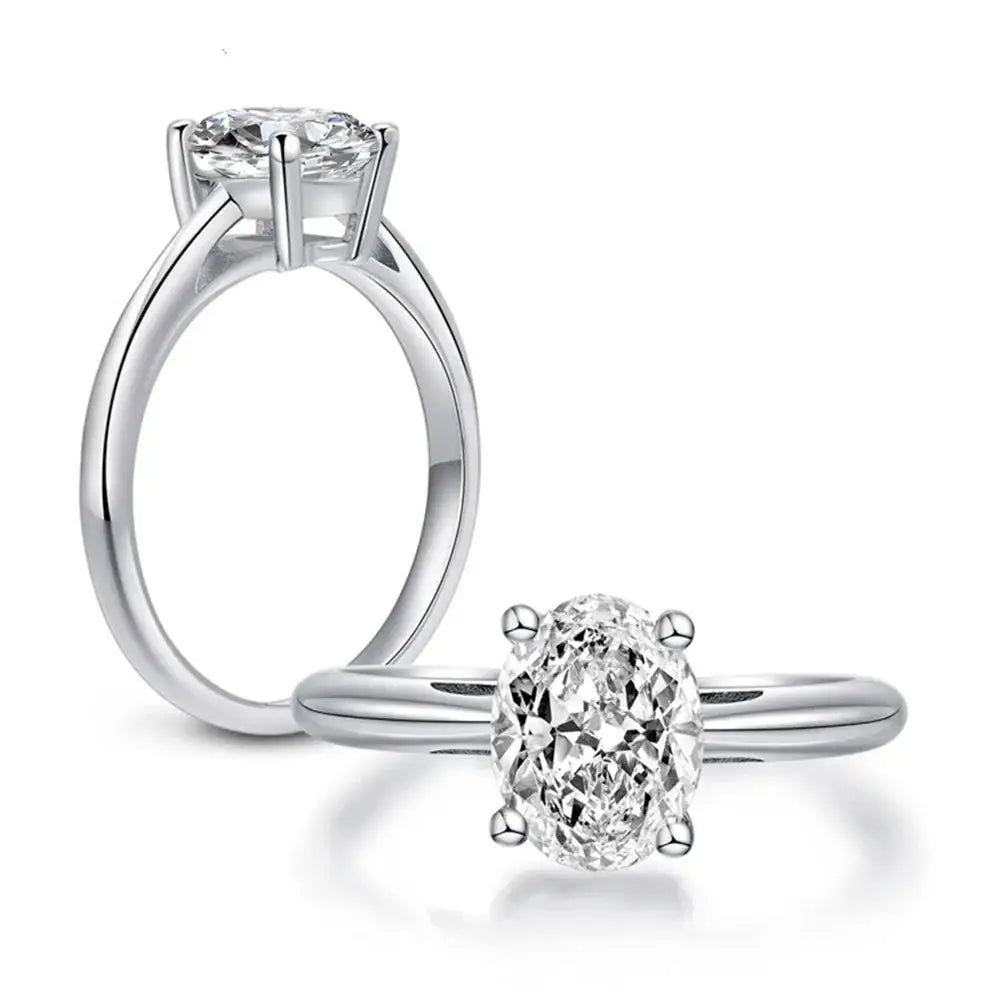 Moissanite Ring in Sterling Silver Shape — product view 3