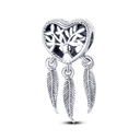 Inlaid Zircon Charm Beads Sterling