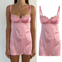 Pink Lace-Up Backless Mini Dress