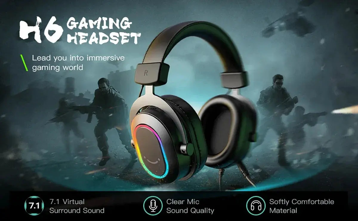 Dynamic RGB Gaming Headset With Mic Over Ear 7.1 Immersive