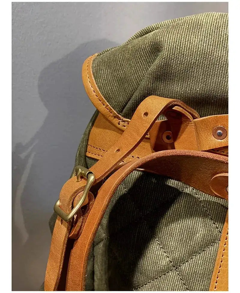 PNDME Vintage First Layer Cowhide Canvas Large-capacity Men's Backpacks Outdoor Casual Travel Designer Women's Big Schoolbag