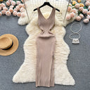 YuooMuoo Chic Wrap Dress For Women Slim Bodycon Knit Long Autumn Outfit Wardrobe