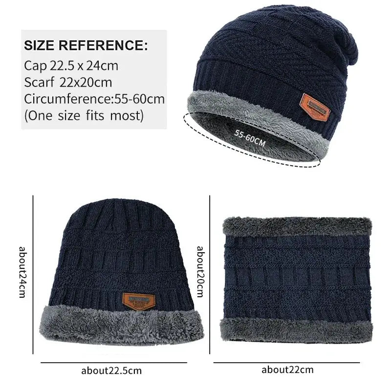 Winter Beanie Hat And Wool Scarf Set For Men And Women