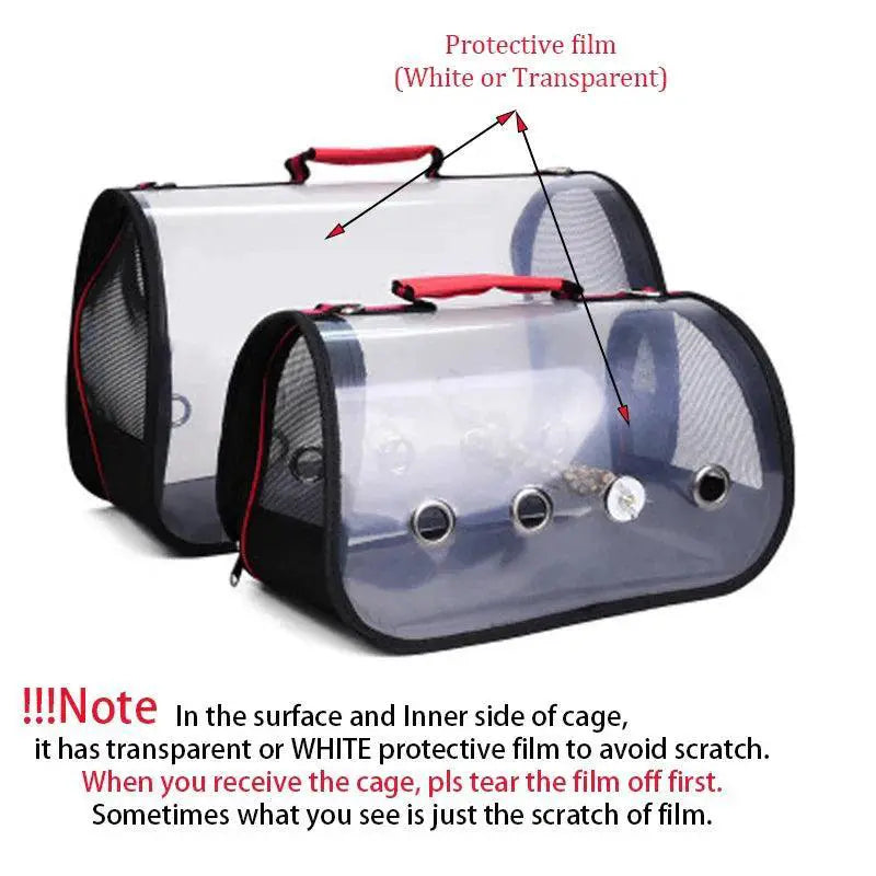 ClearView Transparent Parrot Carrier Bag for Travel Easy