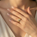 Moissanite Ring in Sterling Silver Wide
