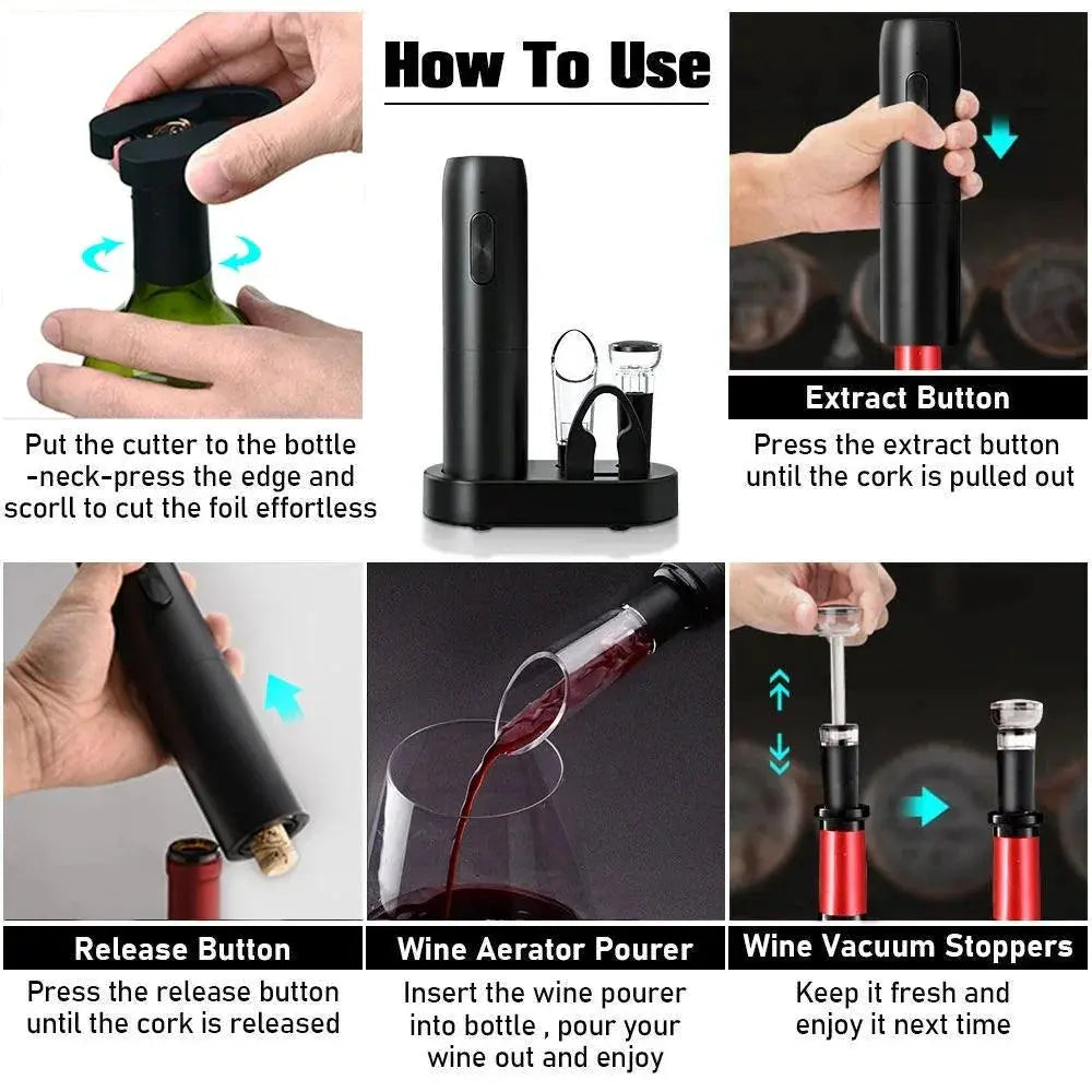 Electric Wine Bottle Opener Automatic Red Wine Corkscrew