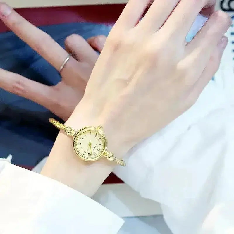 Retro Gold Bangle Watch For Women Vintage Style Gift