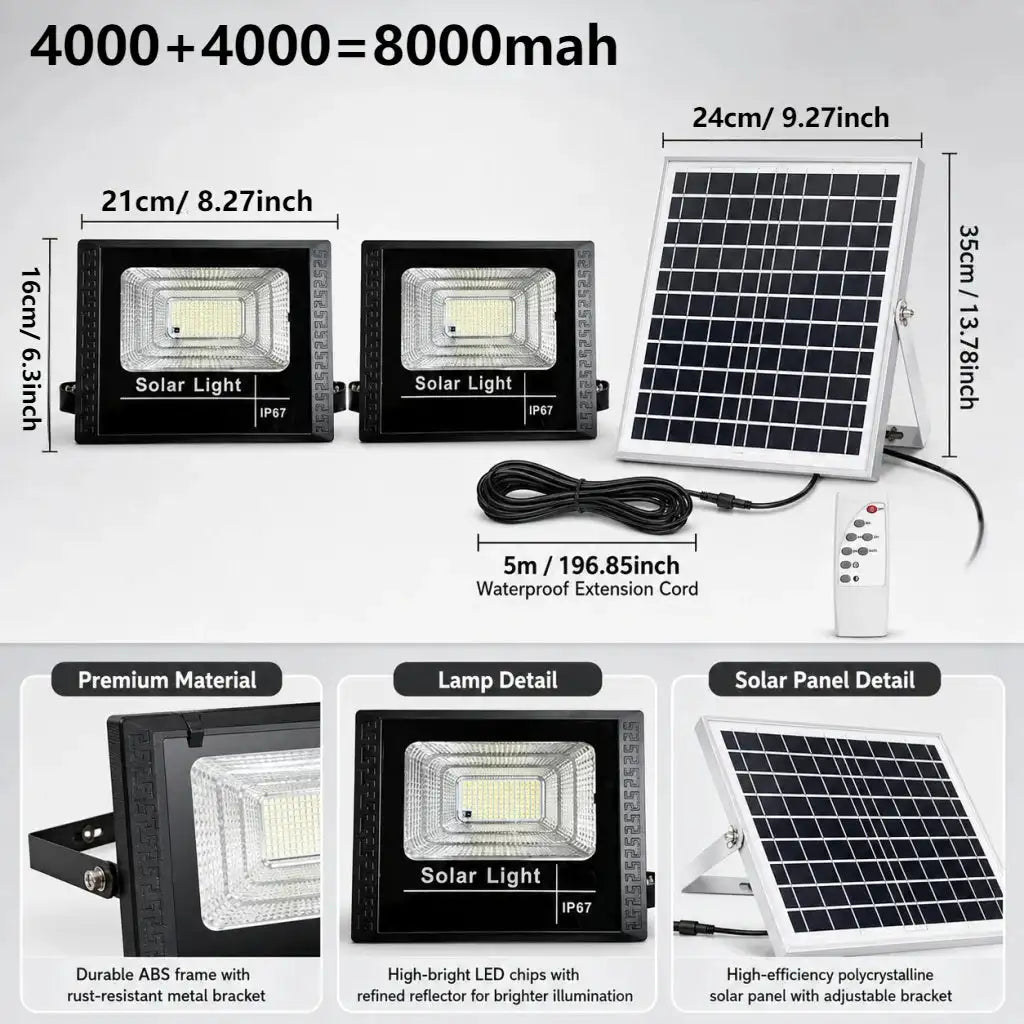 Solar Powered Dual Head Wall Lamp — product view 7